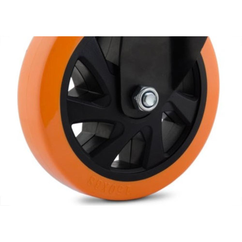 Rodizio Colson Polietileno Base Giratoria Laranja Sem Trava 125Mm 