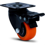 Rodizio Colson Polietileno Base Giratoria Laranja Com Trava 41Mm 