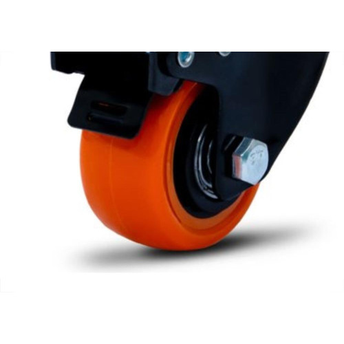 Rodizio Colson Polietileno Base Giratoria Laranja Com Trava 41Mm 