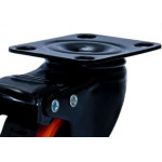 Rodizio Colson Polietileno Base Giratoria Laranja Com Trava 41Mm 