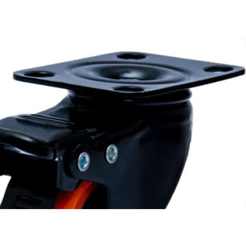 Rodizio Colson Polietileno Base Giratoria Laranja Com Trava 41Mm 