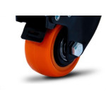 Rodizio Colson Polietileno Base Giratoria Laranja Com Trava 50Mm 