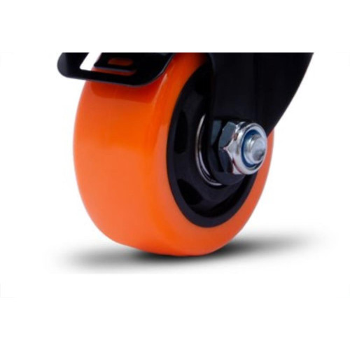 Rodizio Colson Polietileno Base Giratoria Laranja Com Trava 75Mm 