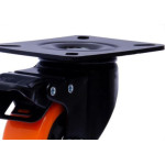 Rodizio Colson Polietileno Base Giratoria Laranja Com Trava 75Mm 