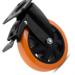 Rodizio Colson Polietileno Base Giratoria Laranja Com Trava 100Mm 