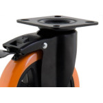Rodizio Colson Polietileno Base Giratoria Laranja Com Trava 100Mm 