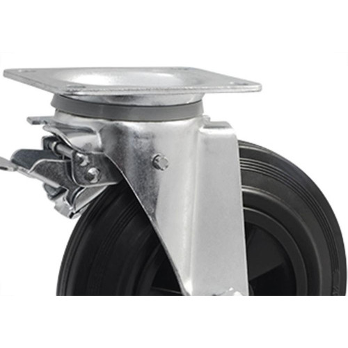 Rodizio Para Lixeira Colson Borracha Macica Base Giratoria Com Trava 8X2 