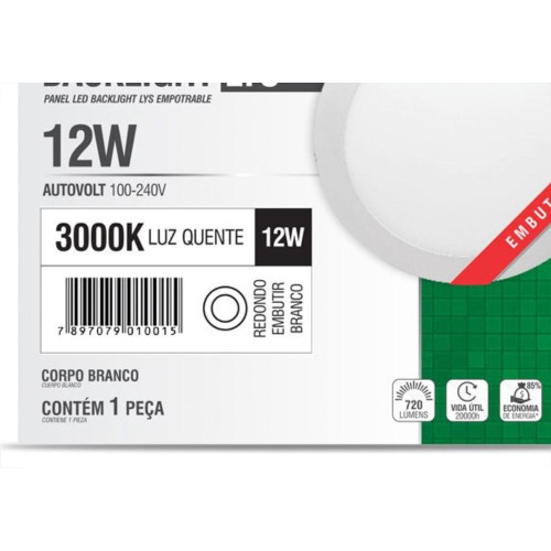 Plaf.Led Tasch.Lys Emb.Rd.12W 3000K 17Cm