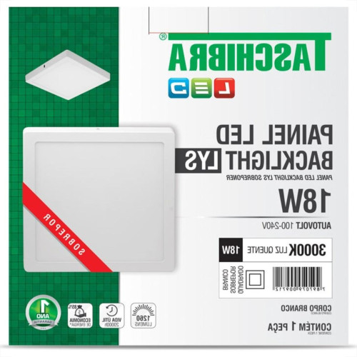 Plaf.Led Tasch.Lys Ext.Qd.18W 3000K 22Cm