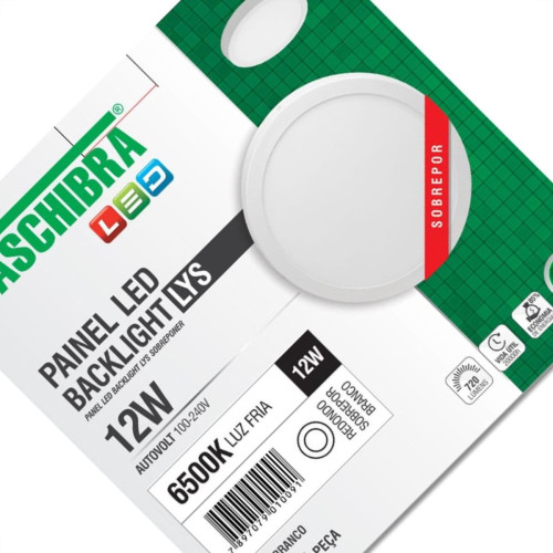 Plaf.Led Tasch.Lys Ext.Rd.12W 6500K 17Cm