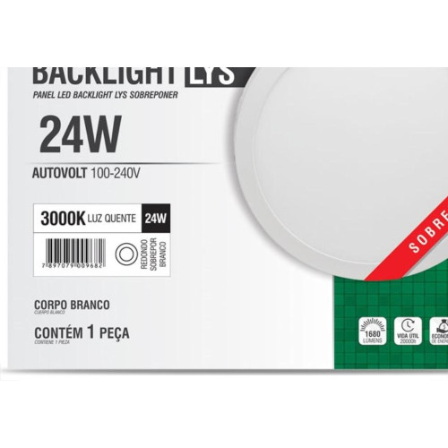 Plaf.Led Tasch.Lys Ext.Rd.24W 3000K 30Cm