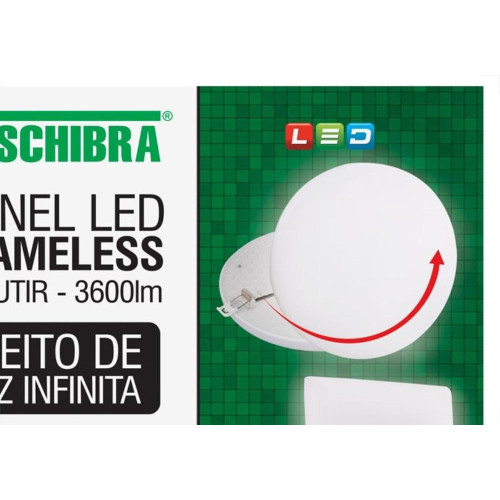 Luminaria Led Plafon Taschibra Frameless Borda Infinita Embutir Quadrado 36W 6500K 22Cm 