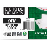 Luminaria Led Plafon Taschibra Frameless Borda Infinita Embutir Redondo 24W 3000K 16,5Cm 