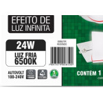 Luminaria Led Plafon Taschibra Frameless Borda Infinita Embutir Redondo 24W 6500K 16,5Cm 