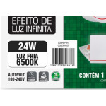 Luminaria Led Plafon Taschibra Frameless Borda Infinita Externo Quadrado 24W 6500K 17Cm 