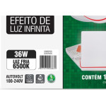 Luminaria Led Plafon Taschibra Frameless Borda Infinita Externo Quadrado 36W 6500K 22,2Cm 