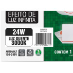 Luminaria Led Plafon Taschibra Frameless Borda Infinita Externo Redondo 24W 3000K 17Cm 