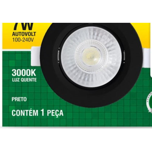 Spot Led Taschibra Alltop Embutir Redondo Preto Par20 7W 3000K