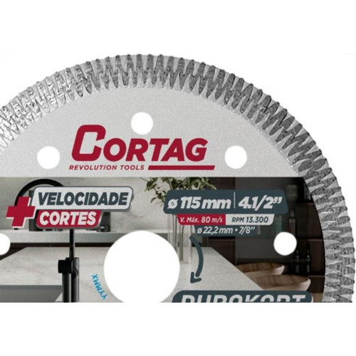 Disco Diamantado Cortag Turbo Durokort Seguimentado Seco 115Mm 60349