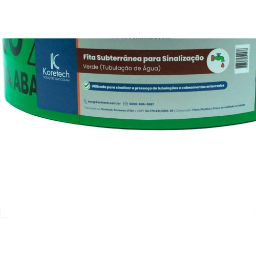 Fita Subterranea Koretech 7,6Cm X 300M Verde Tubulacao De Agua Pa.52.12.0.0038