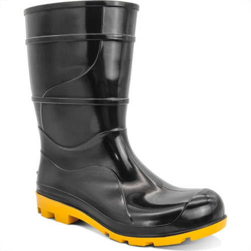 Bota Galocha Cartom 210Sa Preta Solado Amarelo Cano Medio 4445 Par 003156