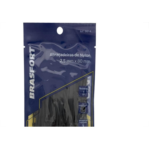 Abracadeira Nylon Brasfort Preta 2,5X 80 100 Pecas 9014