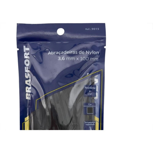 Abracadeira Nylon Brasfort Preta 3,6X100 100 Pecas 9015