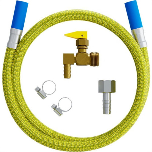 Kit Para Instalação De Gas Cooktop Flexivel Com Ponta Azul E Registro De Bloqueio Blukit 1,20M 180309