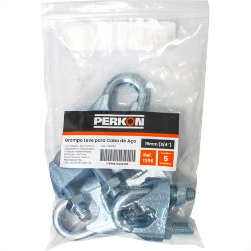 Clips Perkon Cabo Aco Leve  3/4'' 1396 - Kit C/5