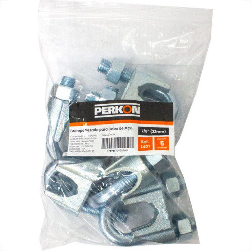 Clips Perkon Cabo Aco Pesado  7/8'' 1407 - Kit C/5