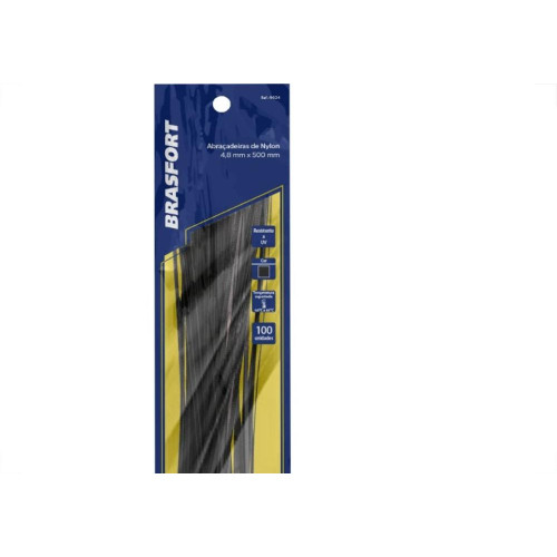 Abracadeira Nylon Brasfort Preta 4,8X500 100 Pecas 9024