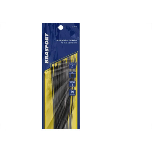 Abracadeira Nylon Brasfort Preta 7,6X500 50 Pecas 9028