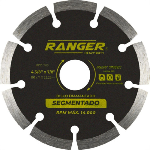 Disco Diamantado Ranger Segmentado 110Mm Seco Rdd-1100