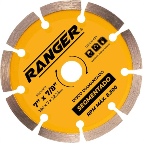 Disco Diamantado Ranger Segmentado 180Mm Seco Rdd-1400