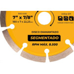 Disco Diamantado Ranger Segmentado 180Mm Seco Rdd-1400