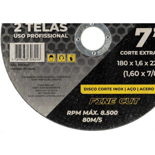 Disco De Corte Para Inox Ranger 7''X1.6Mm Rdi-1800