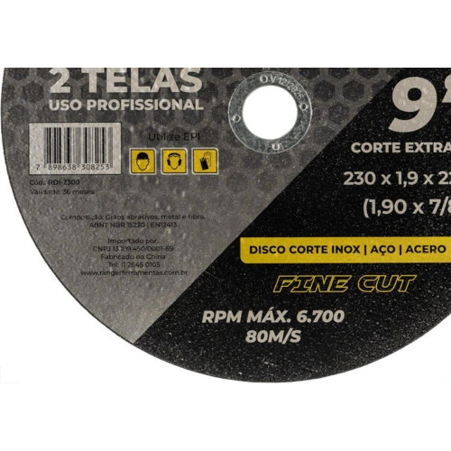 Disco De Corte Para Inox Ranger 9 X 2,0Mm Rdi-2300