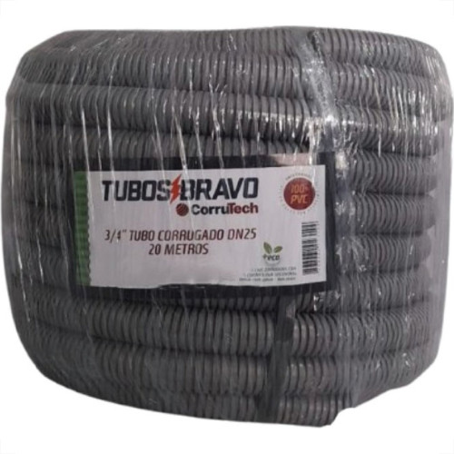 Conduite Corrugado Tubosbravo Cinza (B) 3/4''X20M Ccz3420