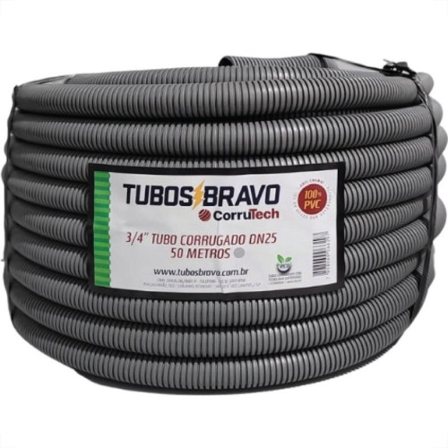 Conduite Corrugado Tubosbravo Cinza   3/4''X50M Ccz3450