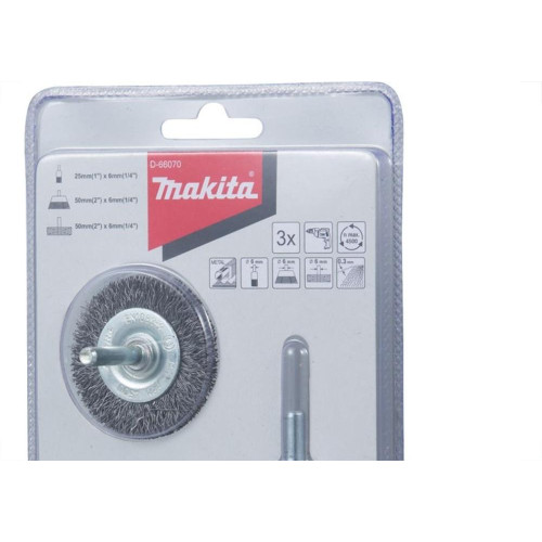 Escova Aco Makita Pincel/Circular/Copo Aco Carbono Kit Com 3 Pecas D-66070