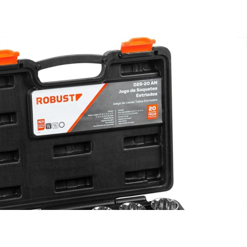 Jogo Soquete Estriado 1/2'' Robust 20 Pecas 8-32Mm 