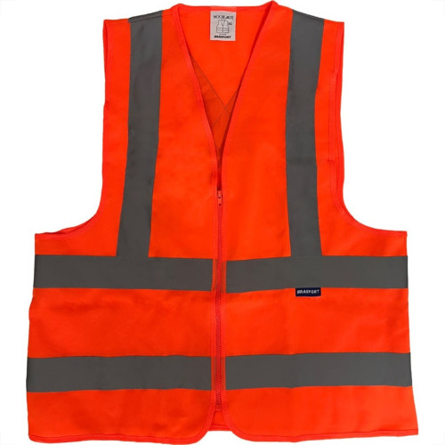 Colete Para Sinalizacao Brasfort 4 Linhas Com Ziper Laranja G 9103