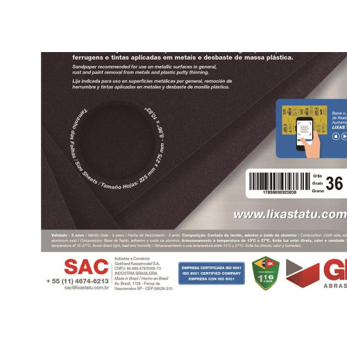 Lixa Ferro Tatu 36 K29600360050 - Kit C/50 