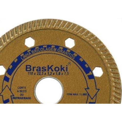 Disco Diamantado Braskoki 110Mm Granitos Seco Agua 