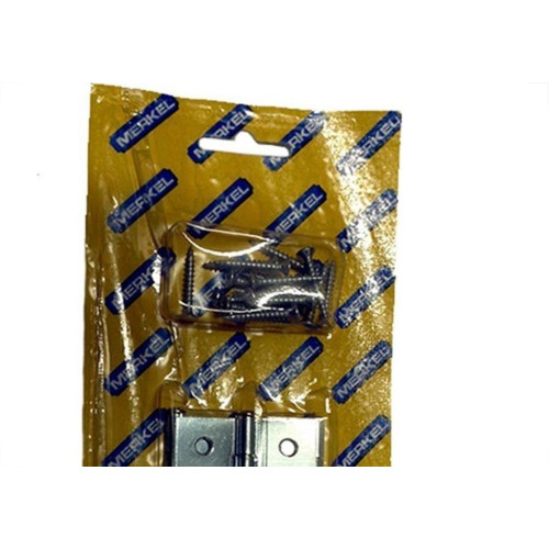 Dobradica Merkel 184 Ferro Zincado Latonado 2'' Blister Com 3 Pecas 