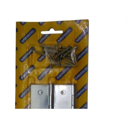 Dobradica Merkel 184 Ferro Zincado Latonado 3.1/2'' Blister Com 3 Pecas 