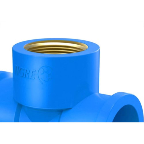 Tee Azul Tigre Liso Liso Rosca 25Mm X 3/4''  - Kit C/15 