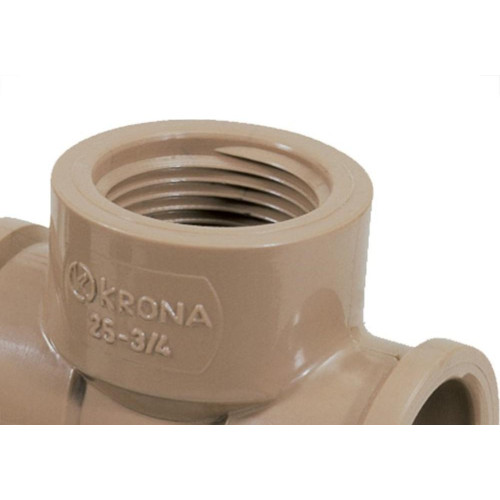 Tee Marrom Krona Liso Liso Rosca Reducao 25Mm X 1/2 495 - Kit C/20 