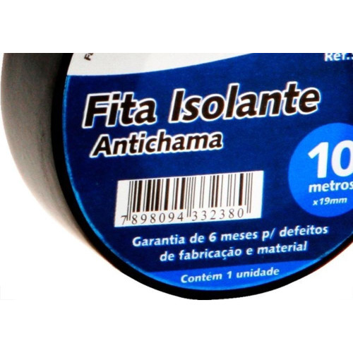 Fita Isolante Brasfort 10M X 19Mm Preta 8238 - Kit C/10 