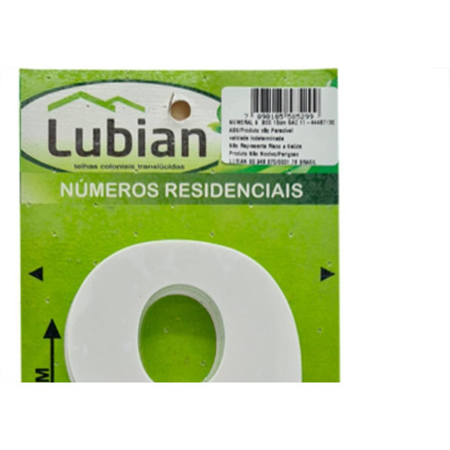 Lubian Numero  3D Branco Abs 9 10Cm